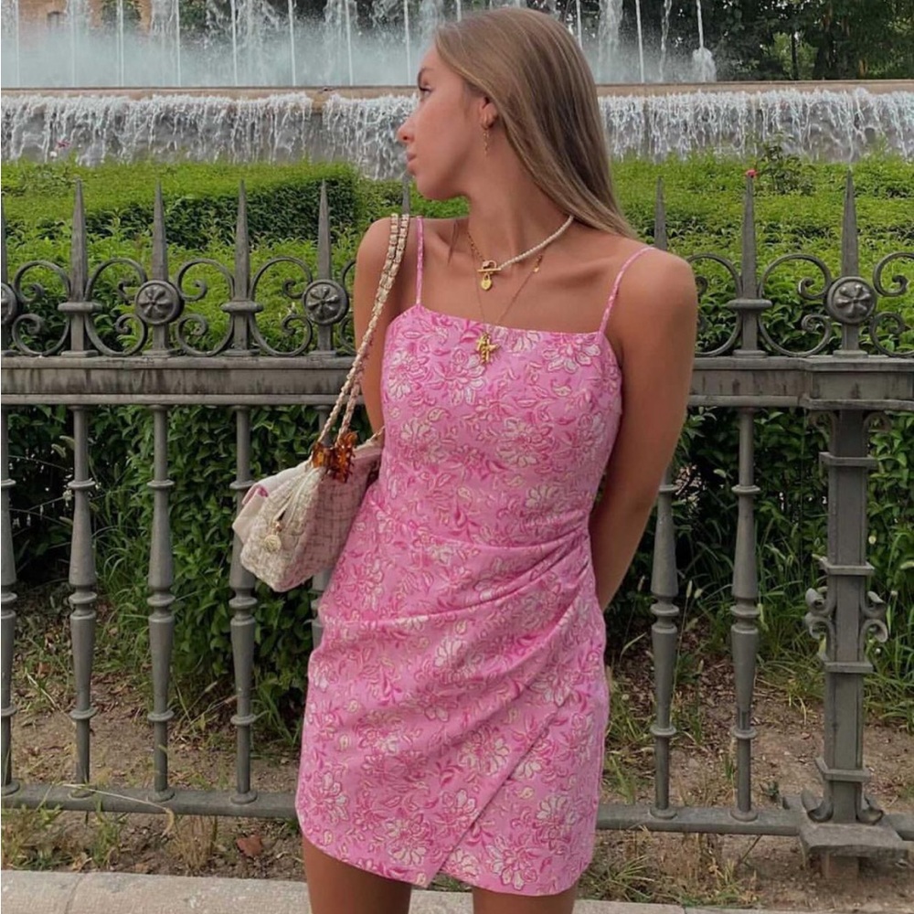 Zara Elegant Pink Floral Dress